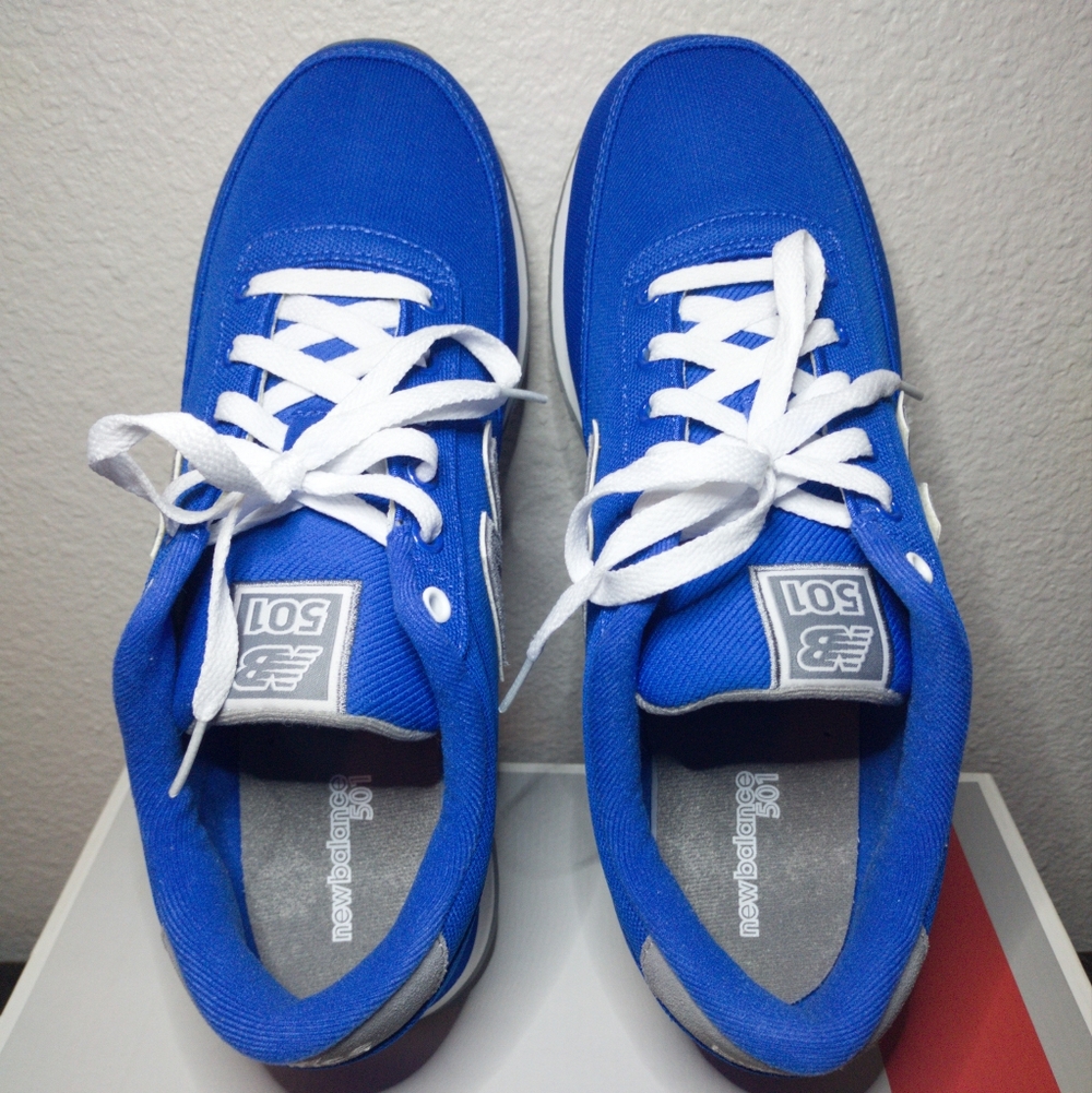 New Balance 501 Blue Gray White Men's Athletic Sneakers - Picture 10 of 13